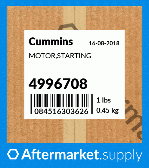 4996708 - MOTOR,STARTING (4996708) fits Cummins | Price: $21.78 to