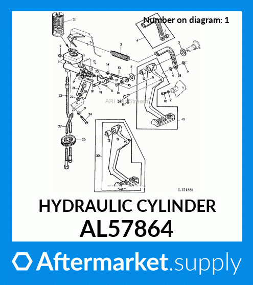 John Deere Original Equipment Hydraulic Cylinder #AL66874 