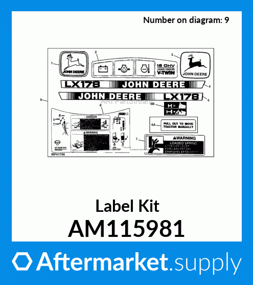 Am115981 Label Kit Fits John Deere