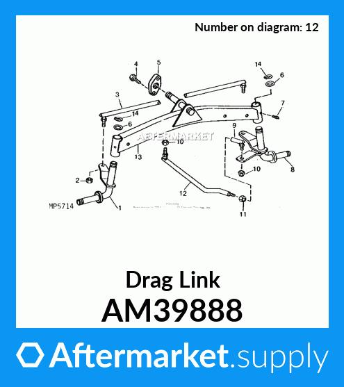AM39889 14H934 Steering Drag Link & Ball Joint Kit  for John Deere AM39888