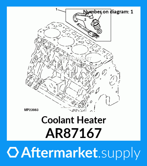 AR87167 John Deere OEM Engine Coolant Heater Kit for sale online