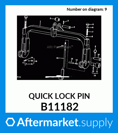 B11182 Quick Lock Pin Fits John Deere