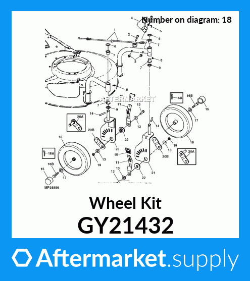 JOHN DEERE Front Caster Wheel Kit GY21432 for JS40 Walk Behind Lawn Mower