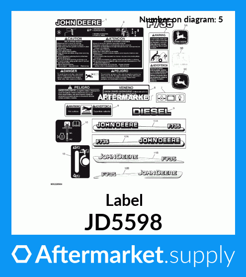 Jd5598 Label Fits John Deere Price 10 To 23995 3022