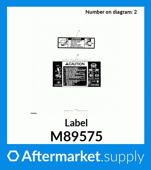 John Deere Original Equipment Label #M89575