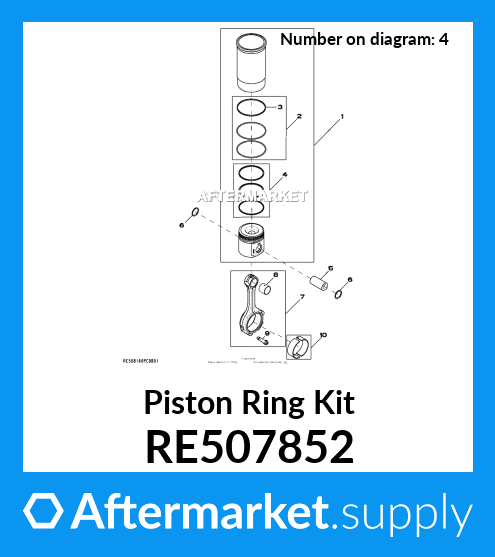 RE507852 - Piston Ring Kit Fits John Deere | Price: $13.89 To $140