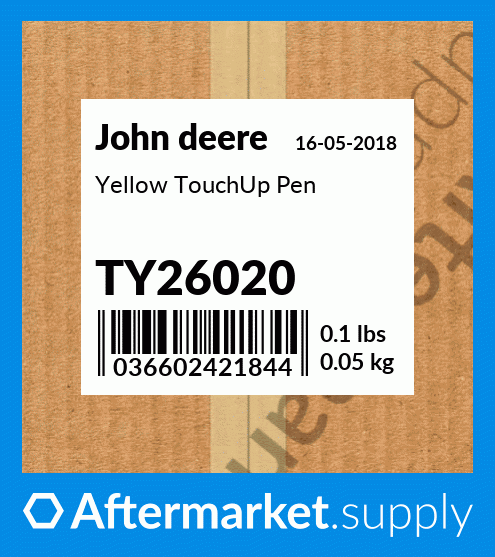 John Deere TY26020 Paint Pen, yellow enamel