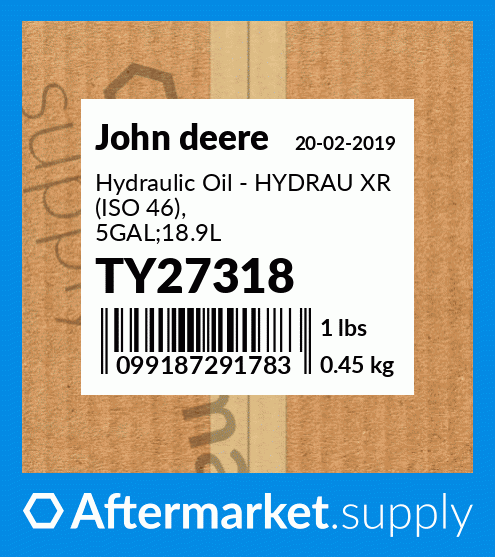 Ty27318 Hydraulic Oil Hydrau Xr Iso 46 5gal189l Ty27318 Fits John Deere Aftermarket