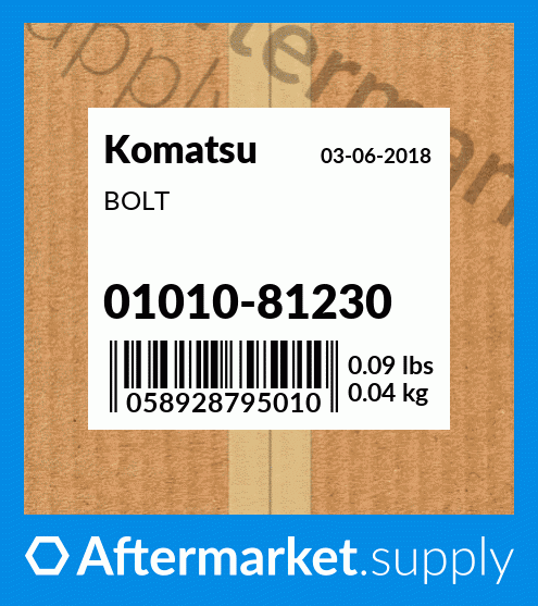 01010-81230 - BOLT fits Komatsu | Price: $0.33 to $5.75