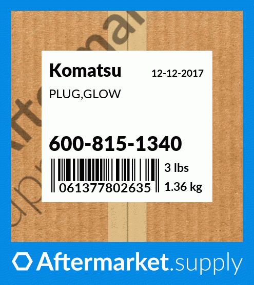 600-815-1340 - PLUG,GLOW fits Komatsu | Price: $37.25 to $56