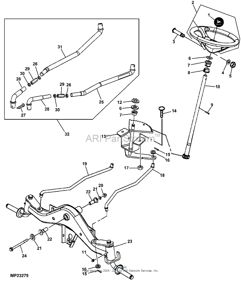 Caltric Steering Sector Gear & Shaft For John Deere Lawn Mower – Replaces AM131615, AM122732