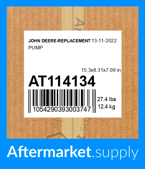 at114134 - PUMP fits JOHN DEERE-REPLACEMENT | Price: $497.60 to $3,765.00