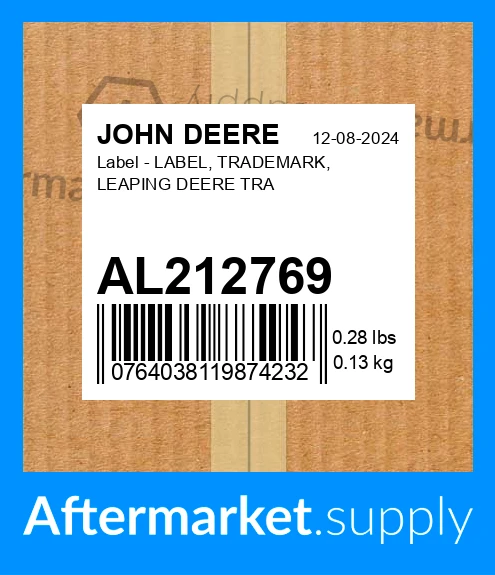 al212769 - Label - LABEL, TRADEMARK, LEAPING DEERE TRA fits JOHN DEERE