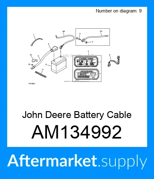 John Deere Positive Battery Cable - AM103917
